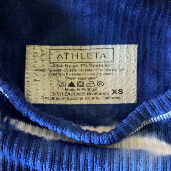 Athleta Blue w/White Tie Dye Tank Top XS - Picture 3 of 3